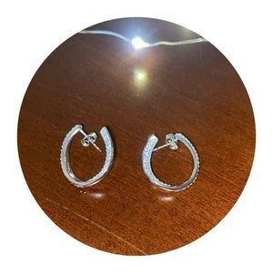 Women’s Fine Silver-Plated Open U-Shape Hoop Earrings